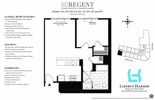 Floor plan 50 REGENT-1 BEDROOM PLAN L