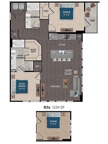 Floor plan B3a-2x2