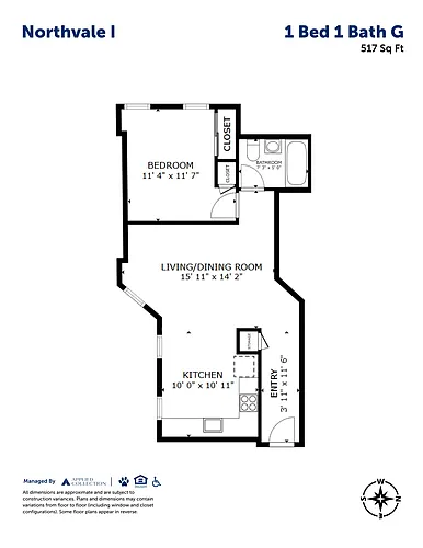Floor plan 1 Bed 1 Bath G