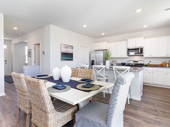 Dining space and kitchen