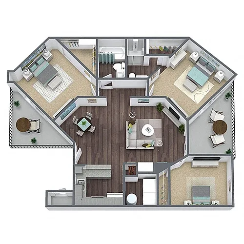 Floor plan C1: 3 Bed 2 Bath