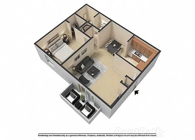 Floor plan One Bedroom, One Bath
