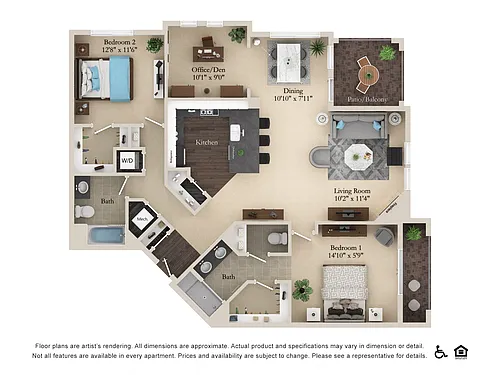 Floor plan 2x2 - Den - Large