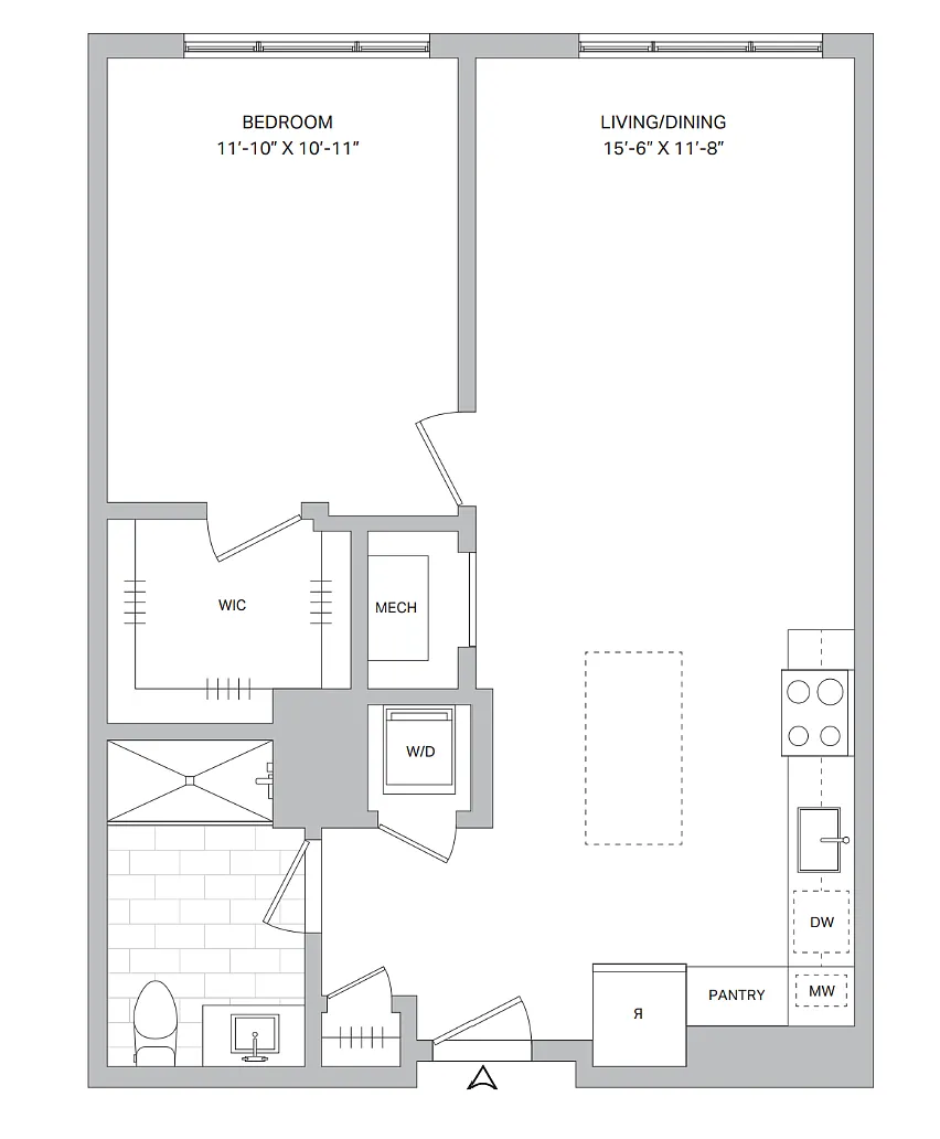 Floor plan 1 Bed/1 Bath-A-01B.1