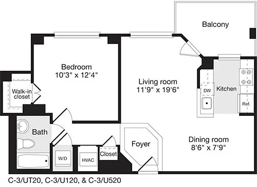 Floor plan 1 Bedroom N
