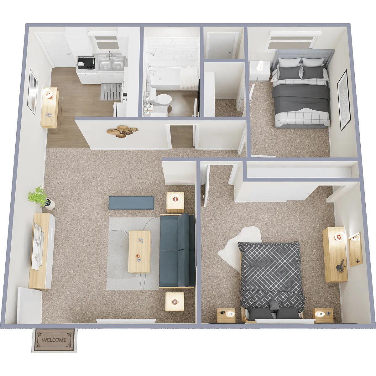 Floor plan 2 Bed 1 Bath
