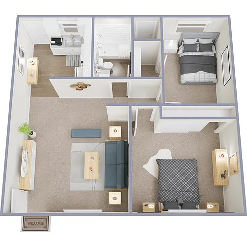 Floor plan 2 Bed 1 Bath