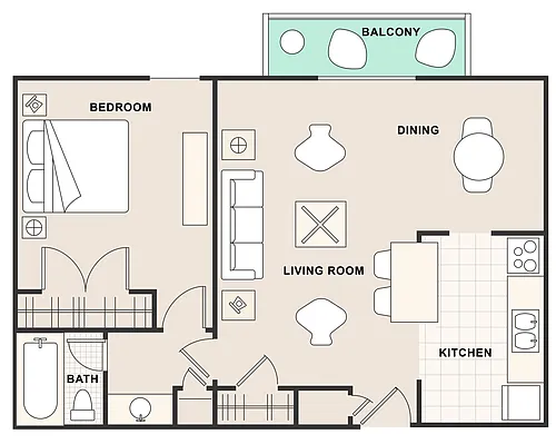 Floor plan 1 Br Open