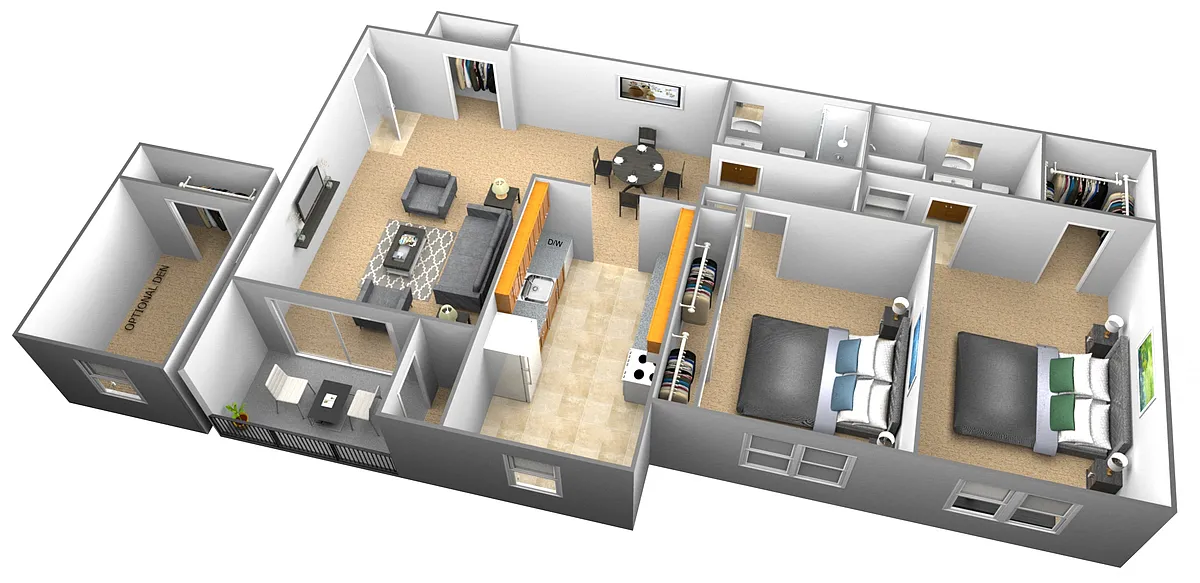 Floor plan 2 Bedroom 2 Bath