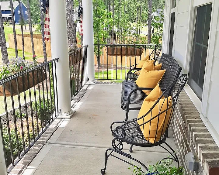 Front porch overlooking cul-de-sac.