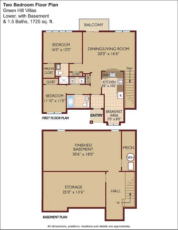 Floor plan $2.20/sq.ft. - Two Bedroom with Basement-GH Villas