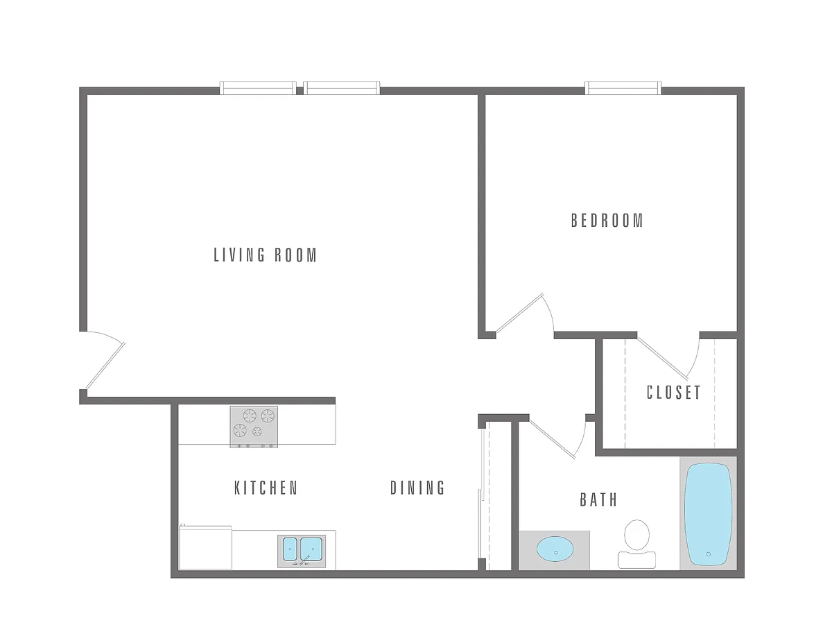 Floor plan 1 Bedroom 1 Bath