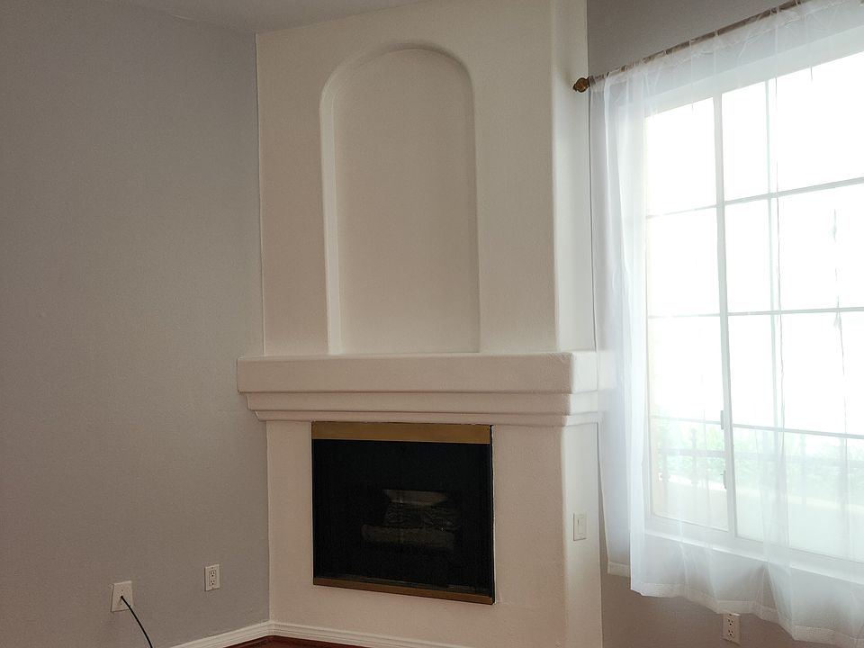 Gas fireplace in living room.