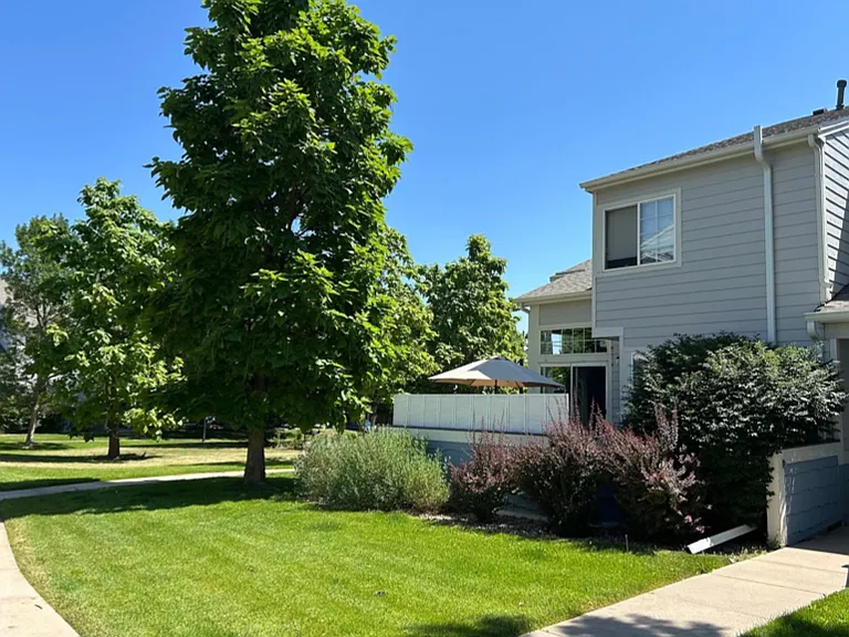 Exterior view of the townhome from back