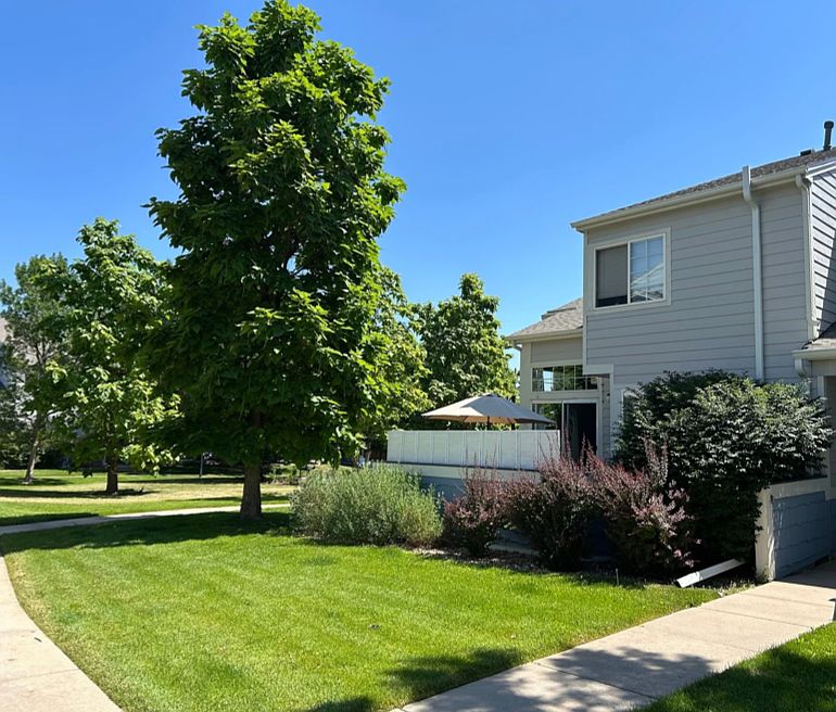 Exterior view of the townhome from back