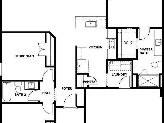 The Collin floor plan is a beautiful one-story home with an open floor plan.