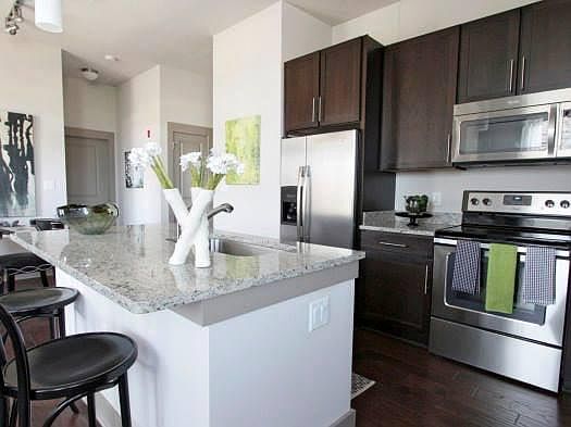 Kitchen with stainless steel appliances