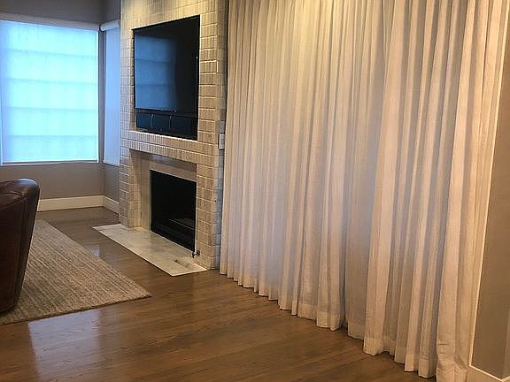 Family room drapes closed