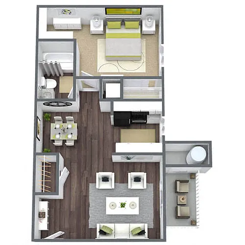 Floor plan A3: 1 Bed 1 Bath
