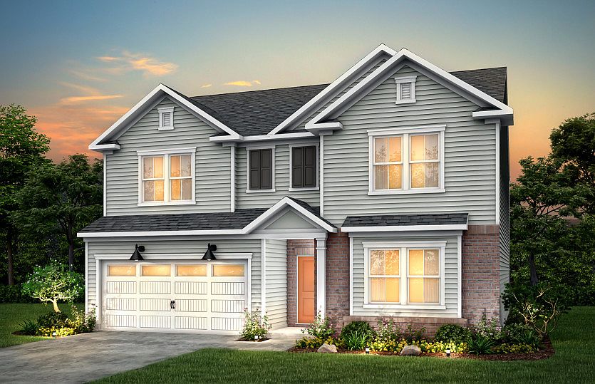 Mitchell Exterior LC2M features siding, brick, covered front door and 2 car garage