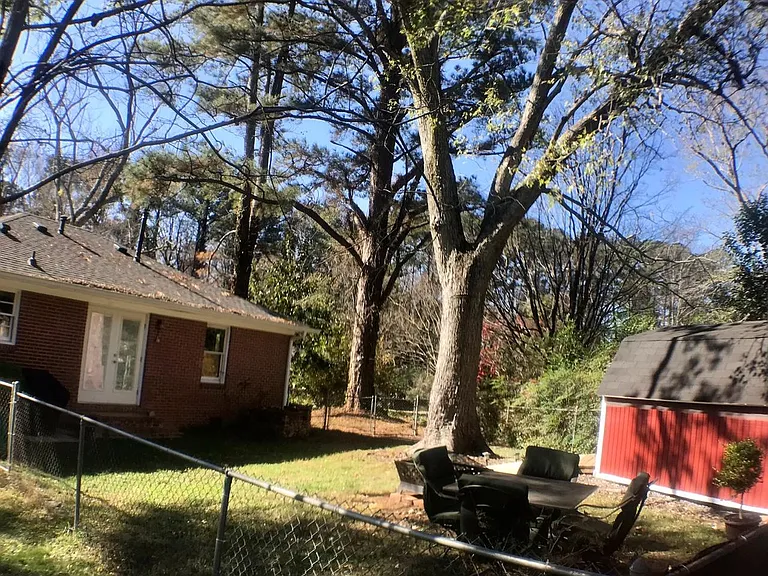 fenced-in back yard
