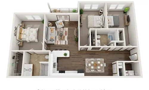 Floor plan 3 Bedrooms - 2 Bathrooms