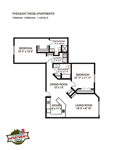 Floor plan 2bed 2bath Fireplace Washer Dryer Vaulted Ceiling