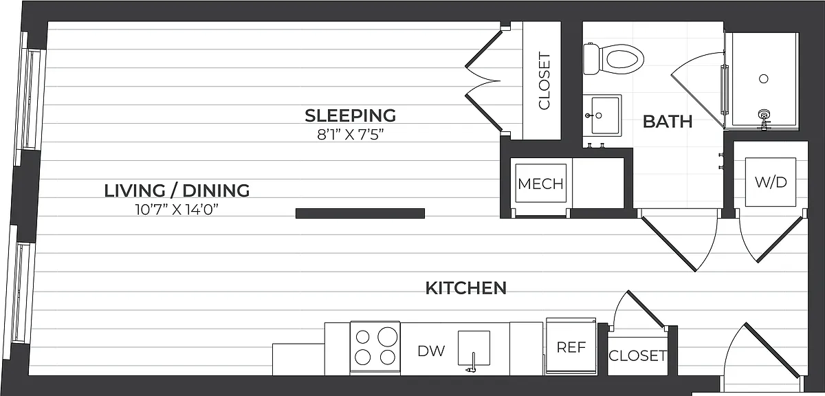 Floor plan Studio-S1-Stone