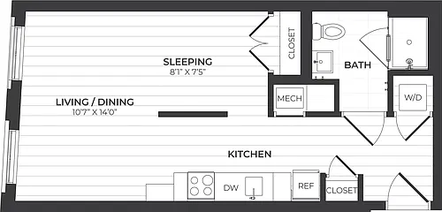 Floor plan Studio-S1-Stone