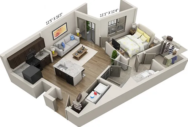 Floor plans are artist's rendering. All dimensions are approximate. Actual product and specifications may vary in dimension or detail. Not all features are available in every apartment. Prices and availability are subject to change. Floor plans are artist