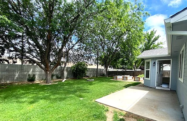 Backyard with planter boxes