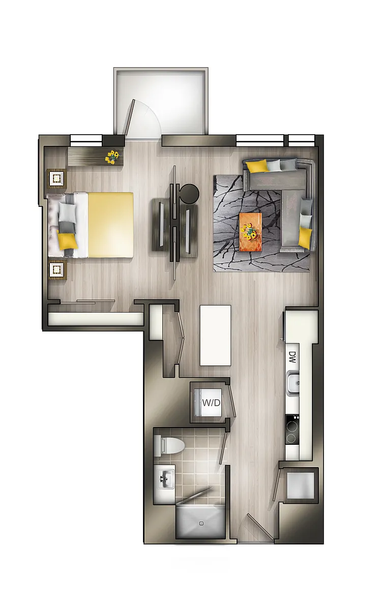 Floor plan 1BD-1BA 06 Tier