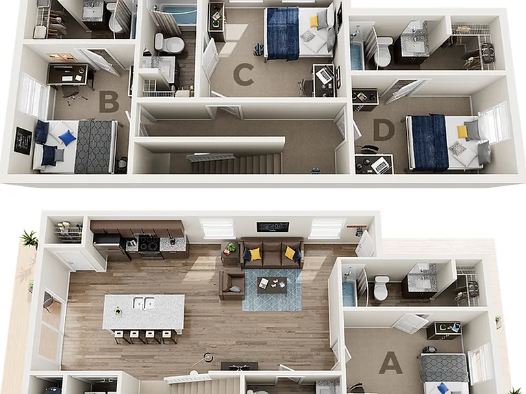 The Collective at Lawrence 4x4.5 Cottage A Floor Plan The Collective at Lawrence 4x4.5 Cottage A Floor Plan