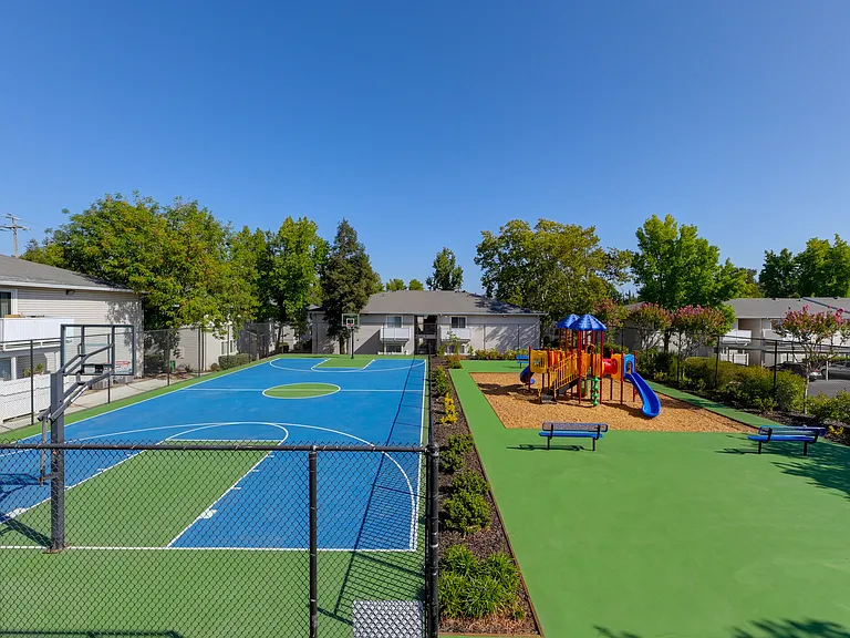 Basketball Court and Play Structure On-Site