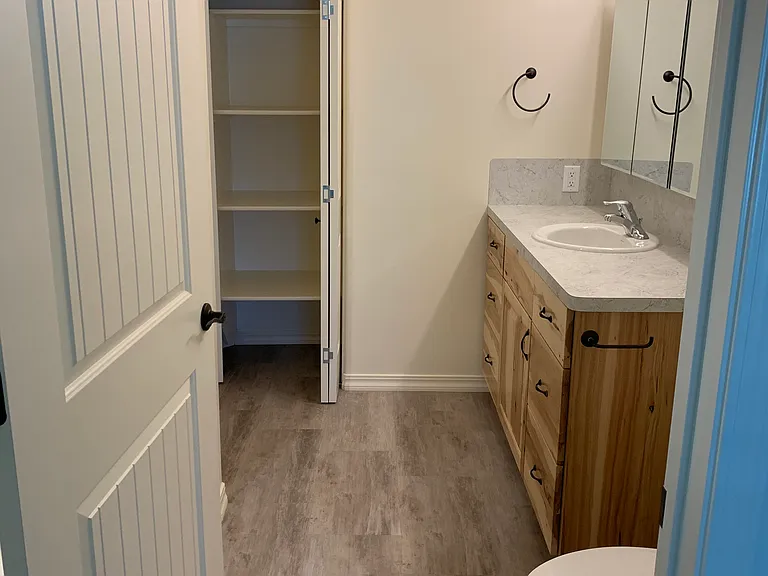 Bathroom with linen closet