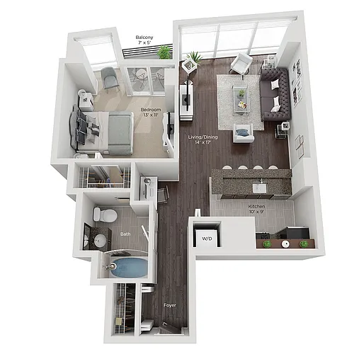 Floor plan One Bed Style (B)