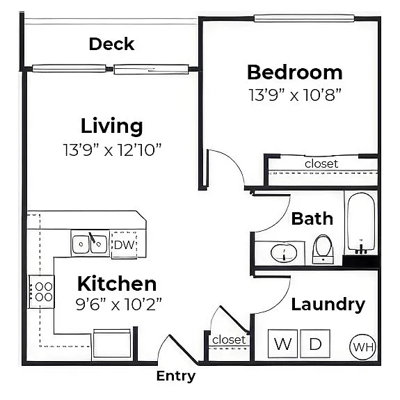 Floor plan 1 Bed 1 Bath A
