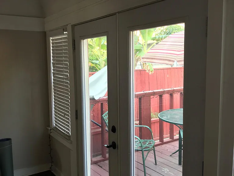 French doors out to patio.