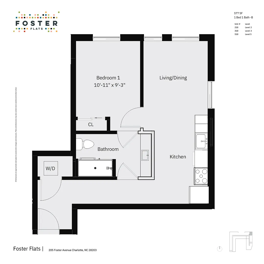 Floor plan 1 Bed 1 Bath - B Furnished