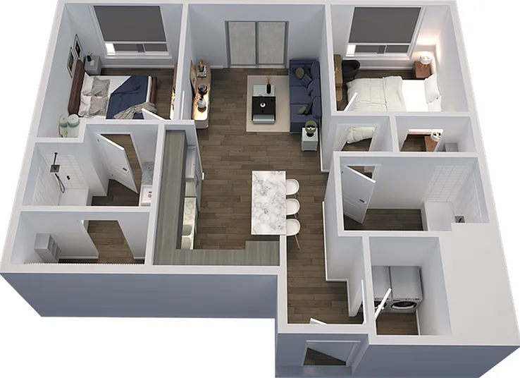 Explore this contemporary apartment layout featuring a seamless blend of style and comfort. Explore this contemporary apartment layout featuring a seamless blend of style and comfort.