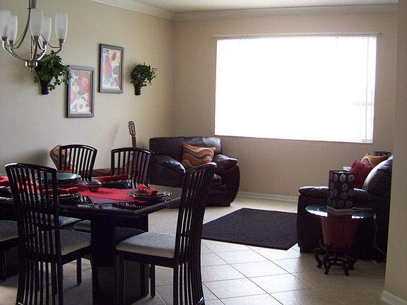 Dining room and living room.