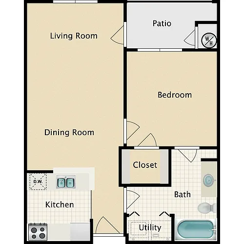 Floor plan 1 Bed 1 Bath