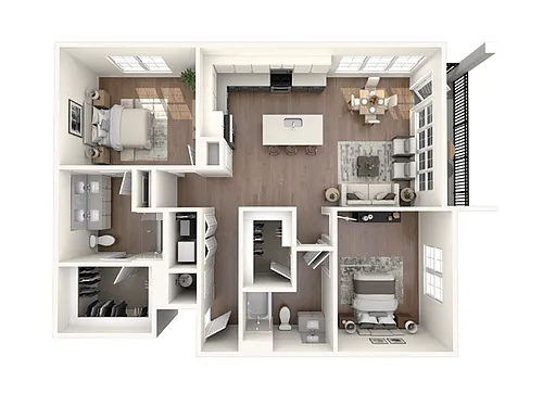 Floor plan 2 Bed, 2 Bath B