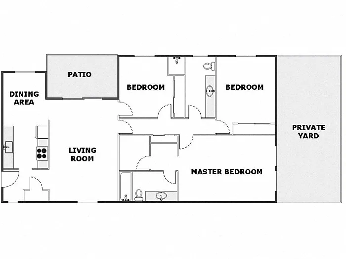 Floor plan 3 Bed / 2 Bath: Type A