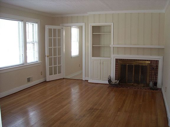 living room and fireplace