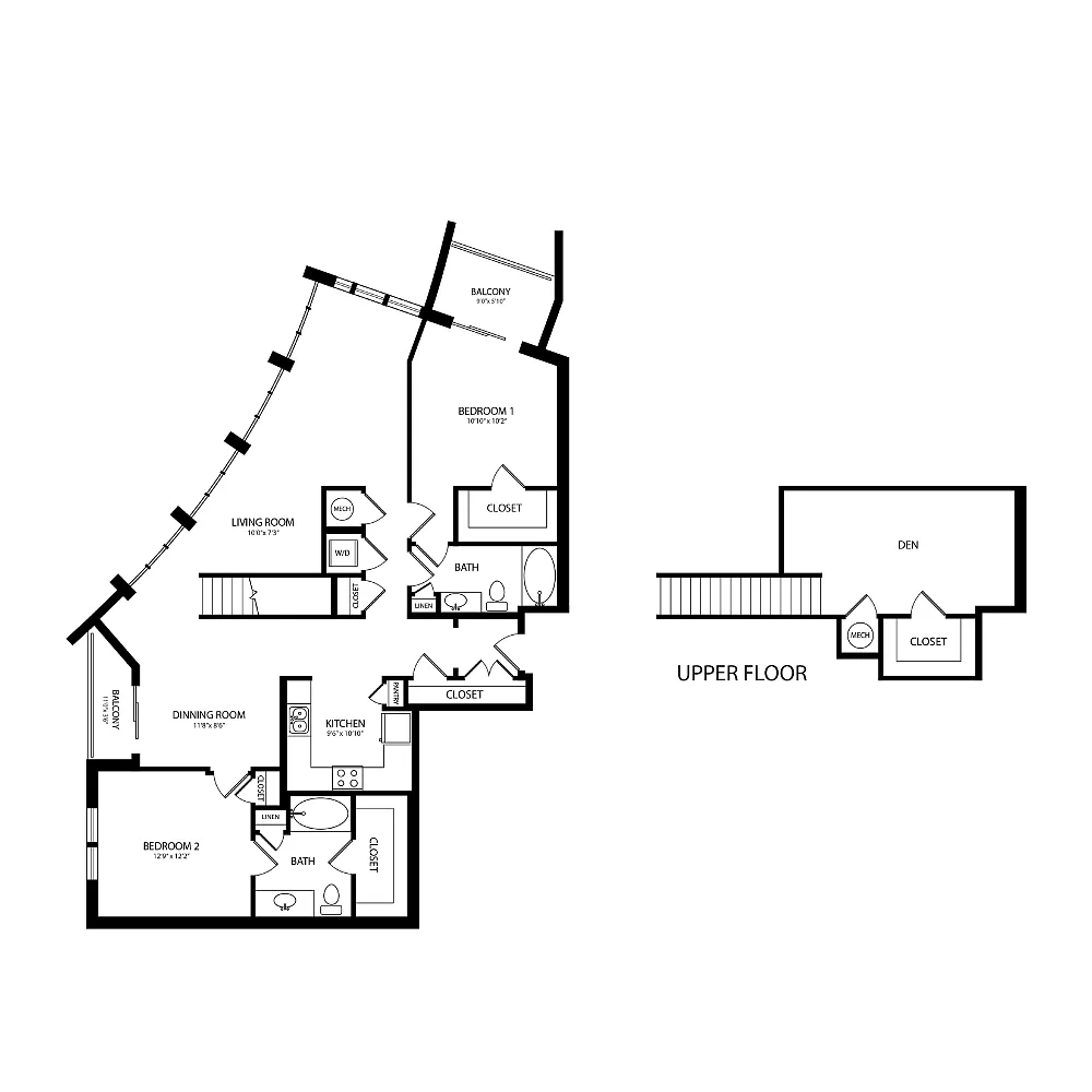 Floor plan 2 Bedroom, 2 Bath 1637 SF B11M