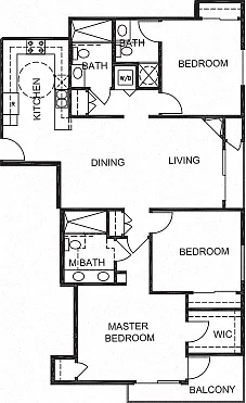 Floor plan Three-Bedroom Three-Bathroom - D