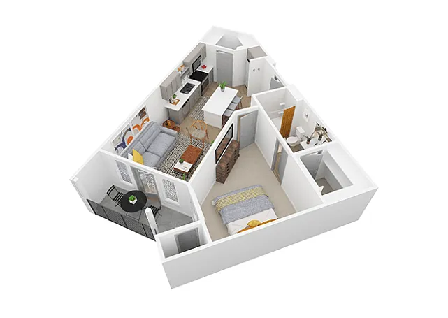 Floor plan Large 1 Bed 1 Bath
