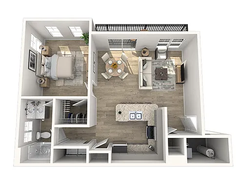 Floor plan 1X1-750-Renovated