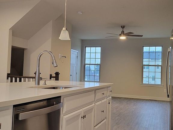 View from open kitchen to living space